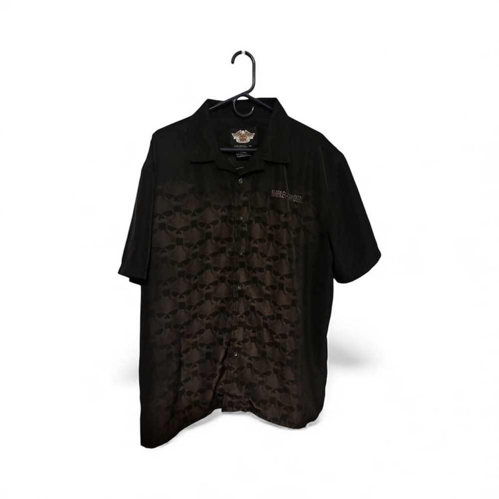 Harley-Davidson Black Skull Pattern Shirt